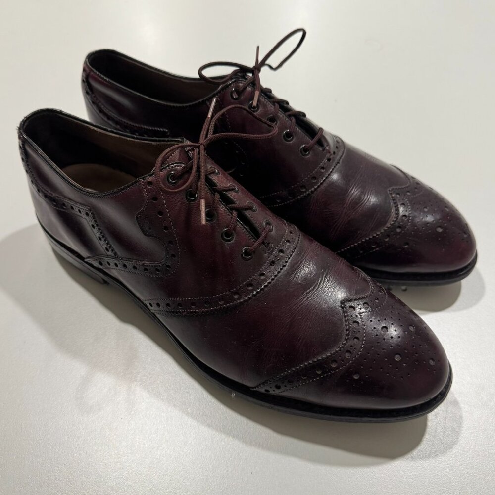 Vintage Footjoy Classics Mens Burgundy Wingtip Golf Shoes Spikes Size 11 D